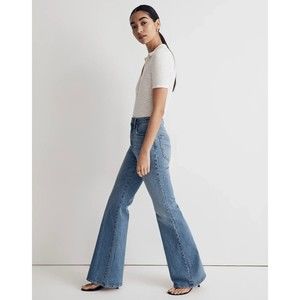 Madewell 11" High Rise Flare Jeans Womens Size 28 Blue 5-Pocket Whisker Faded
